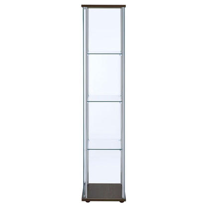 Bellatrix 3-shelf Clear Glass Curio Cabinet Cappuccino
