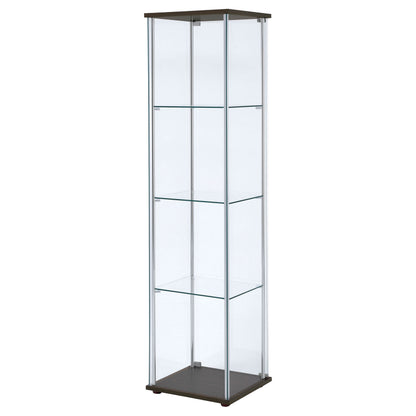 Bellatrix 3-shelf Clear Glass Curio Cabinet Cappuccino
