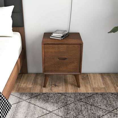 Alexandra - Night Stand With 2 Drawers - Walnut Brown - The Sleep Loft - Online Mattress Showroom NYC