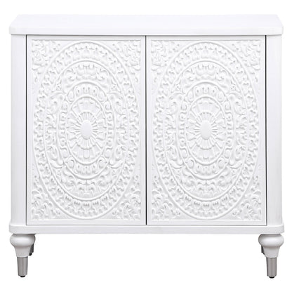 Cardella 2-door Mandala Accent Cabinet Distressed White