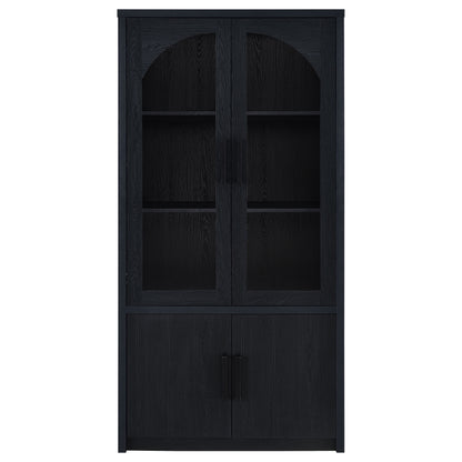 Riva 4-door Tall Accent Display Cabinet LED Lighting Black