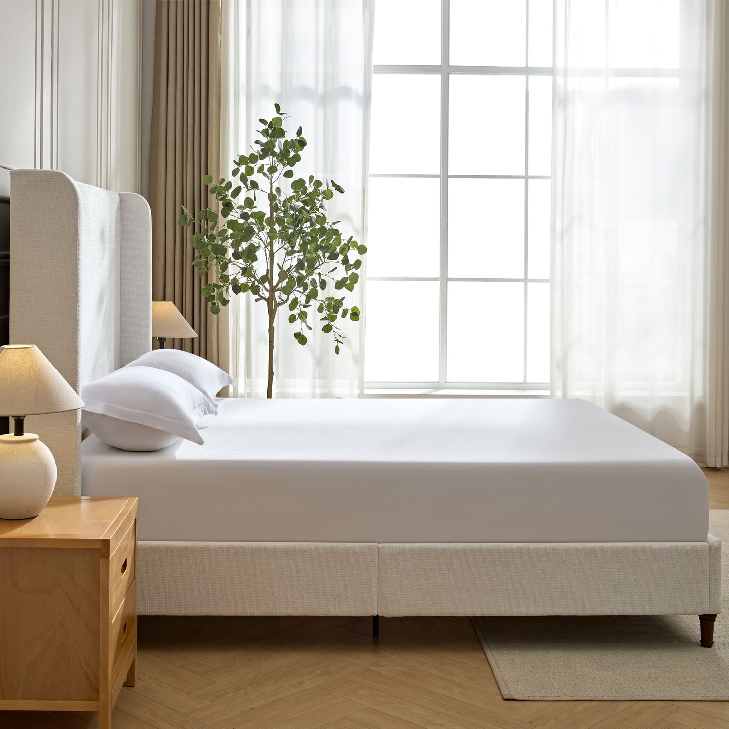 Harper - Tall Headboard Upholstered Bed / High Headboard / Elegant Simplicity / No Box Spring Needed - The Sleep Loft - Online Mattress Showroom NYC