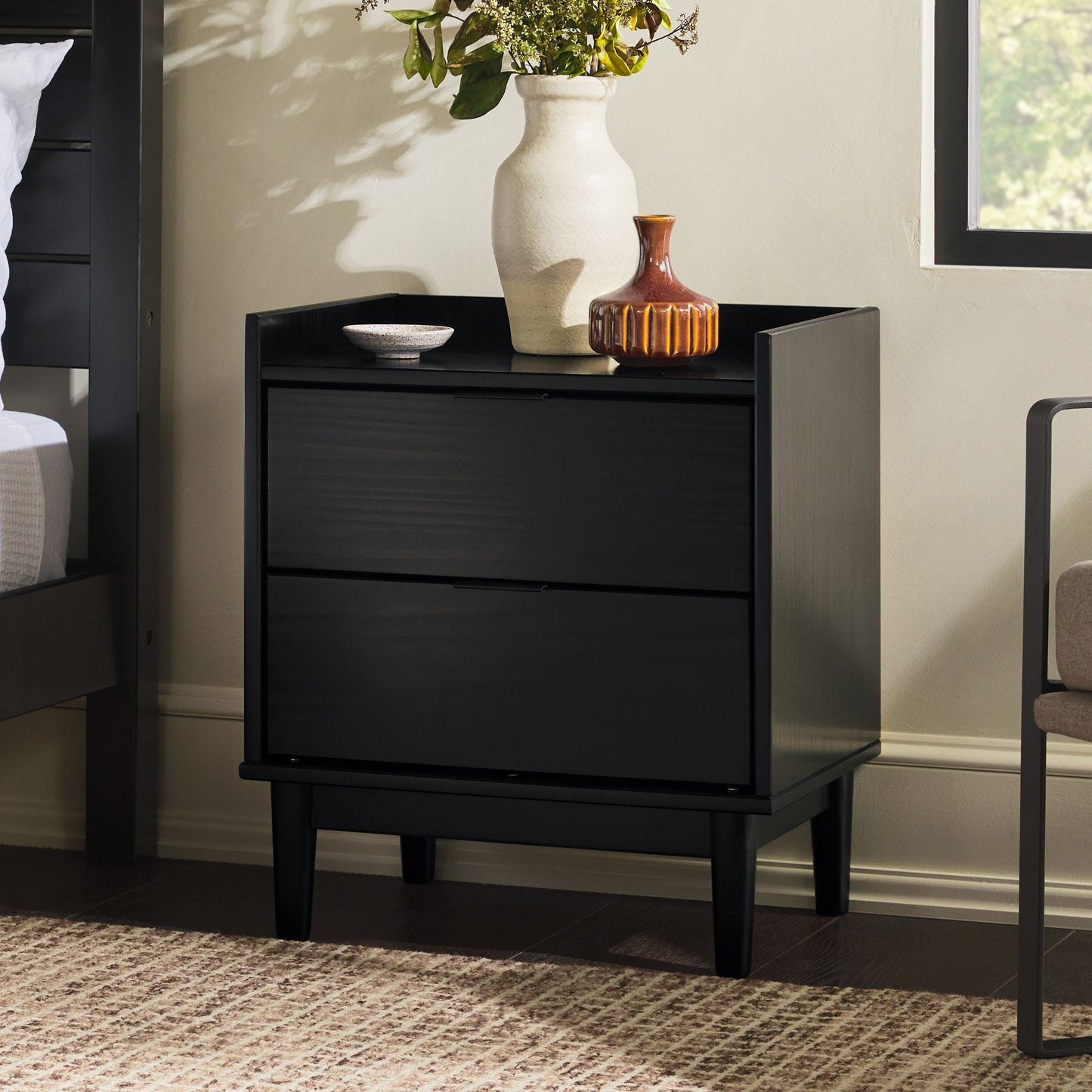 Mid-Century Modern 2 Drawer Nightstand - The Sleep Loft - Online Mattress Showroom NYC