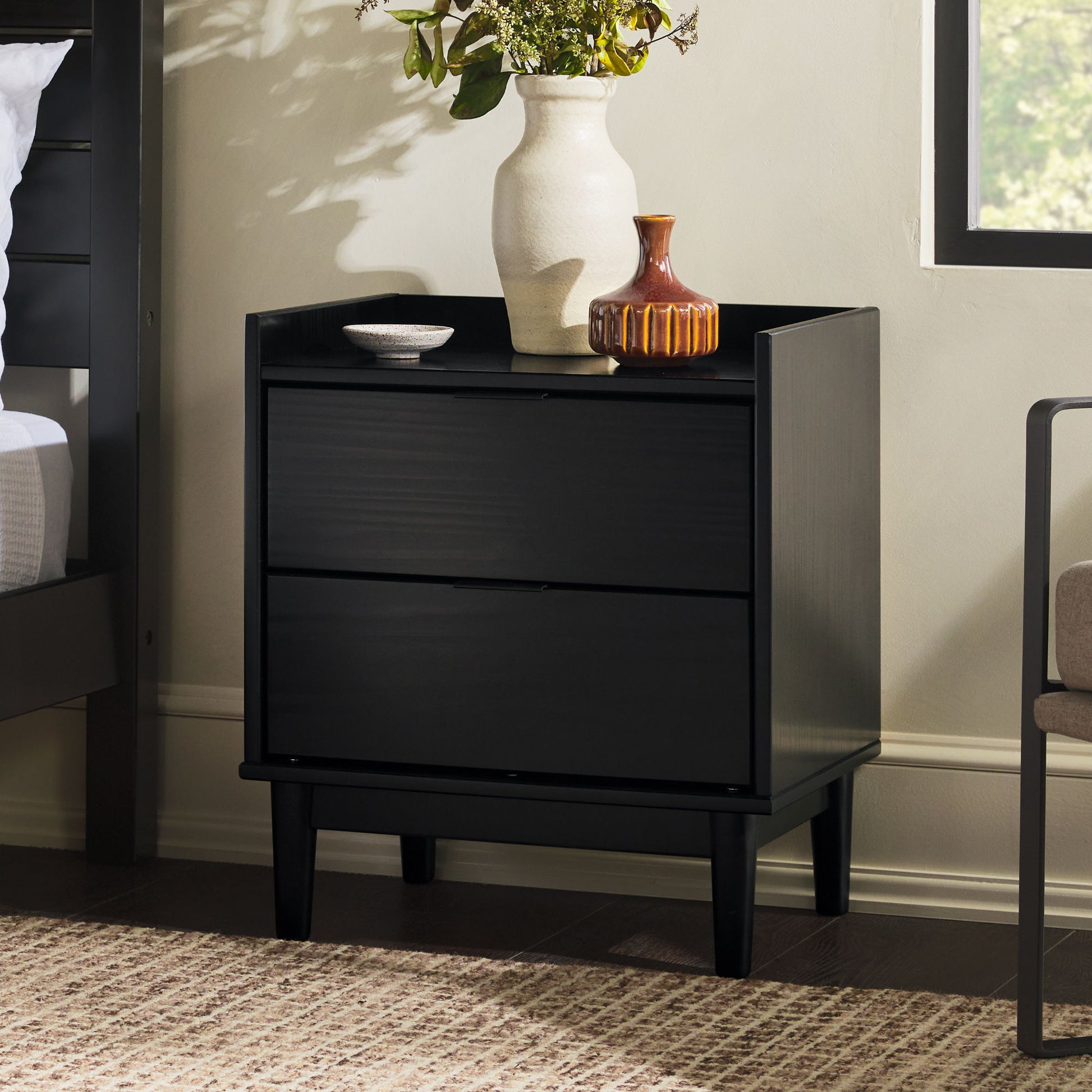 Mid-Century Modern 2 Drawer Nightstand - The Sleep Loft - Online Mattress Showroom NYC