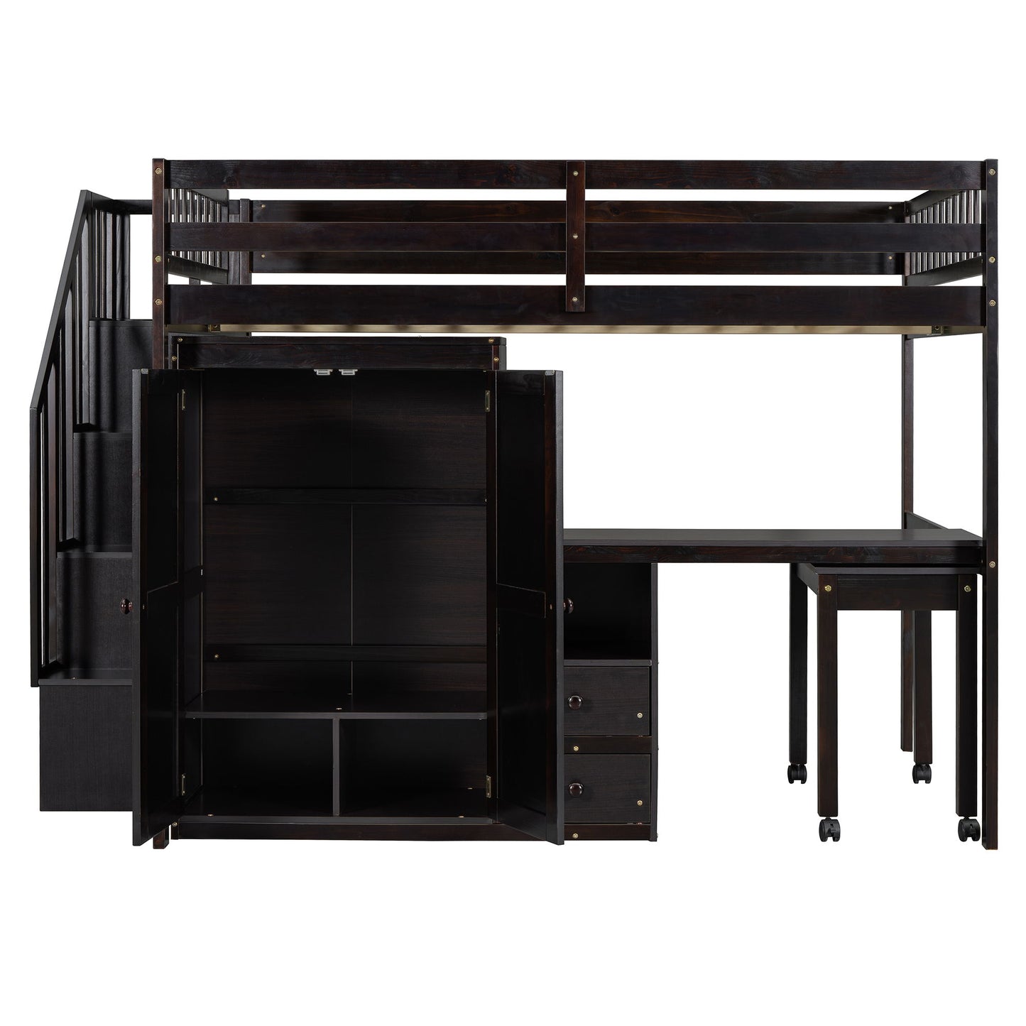 Loft Bed With Stairs, Bookshelf, Drawers, Desk & Wardrobe, Space Saving Multifunctional Furniture - The Sleep Loft - Online Mattress Showroom NYC