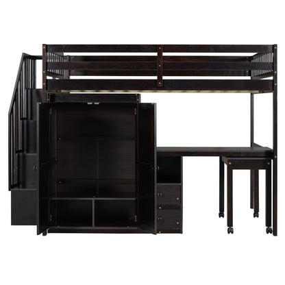 Loft Bed With Stairs, Bookshelf, Drawers, Desk & Wardrobe, Space Saving Multifunctional Furniture - The Sleep Loft - Online Mattress Showroom NYC