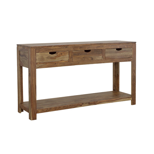 Esther 3-drawer Wood Console Table Natural Sheesham - The Sleep Loft - Online Mattress Showroom NYC