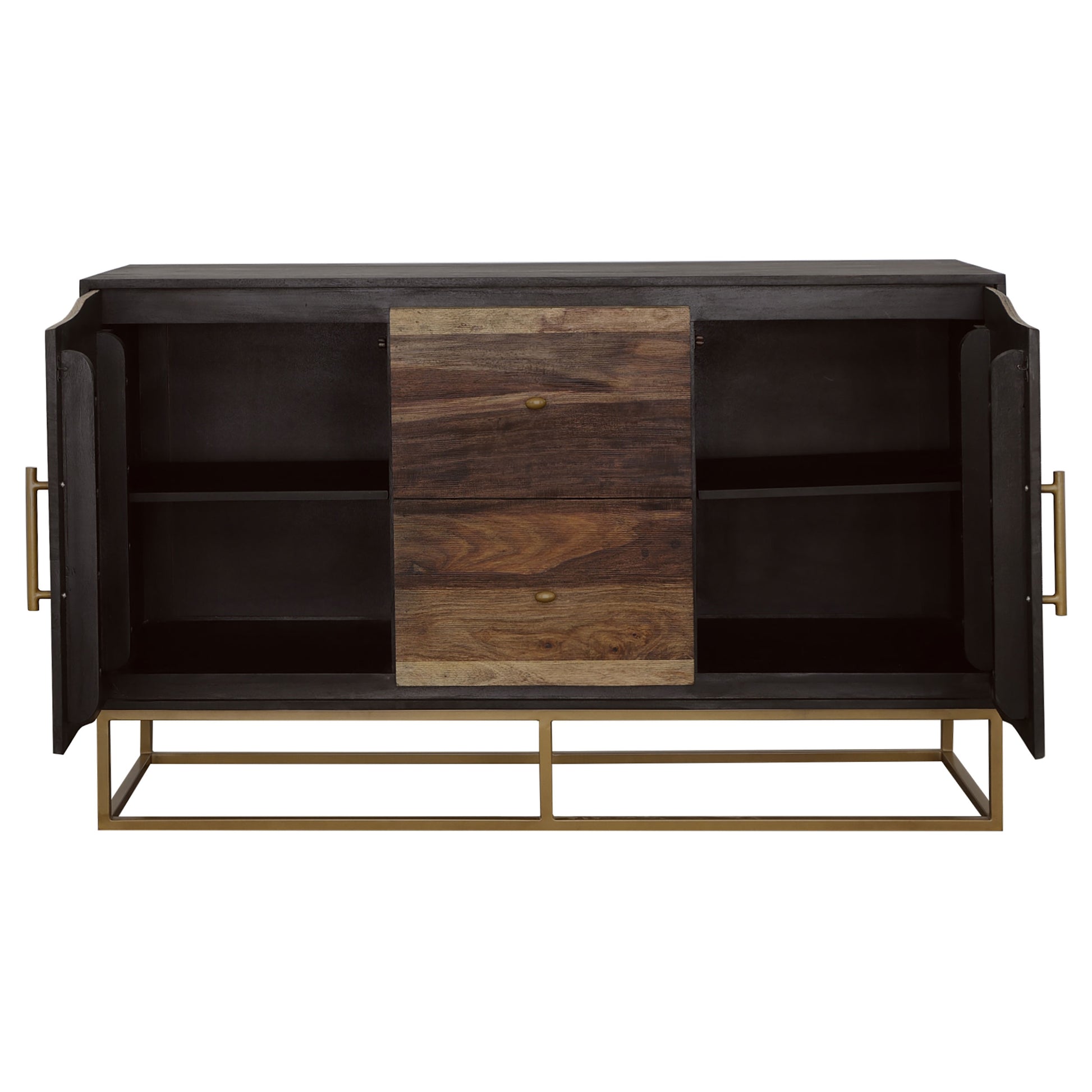 Zara 2-door 57-inch Wood Accent Storage Cabinet Black Walnut