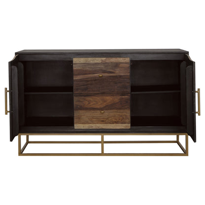 Zara 2-door 57-inch Wood Accent Storage Cabinet Black Walnut