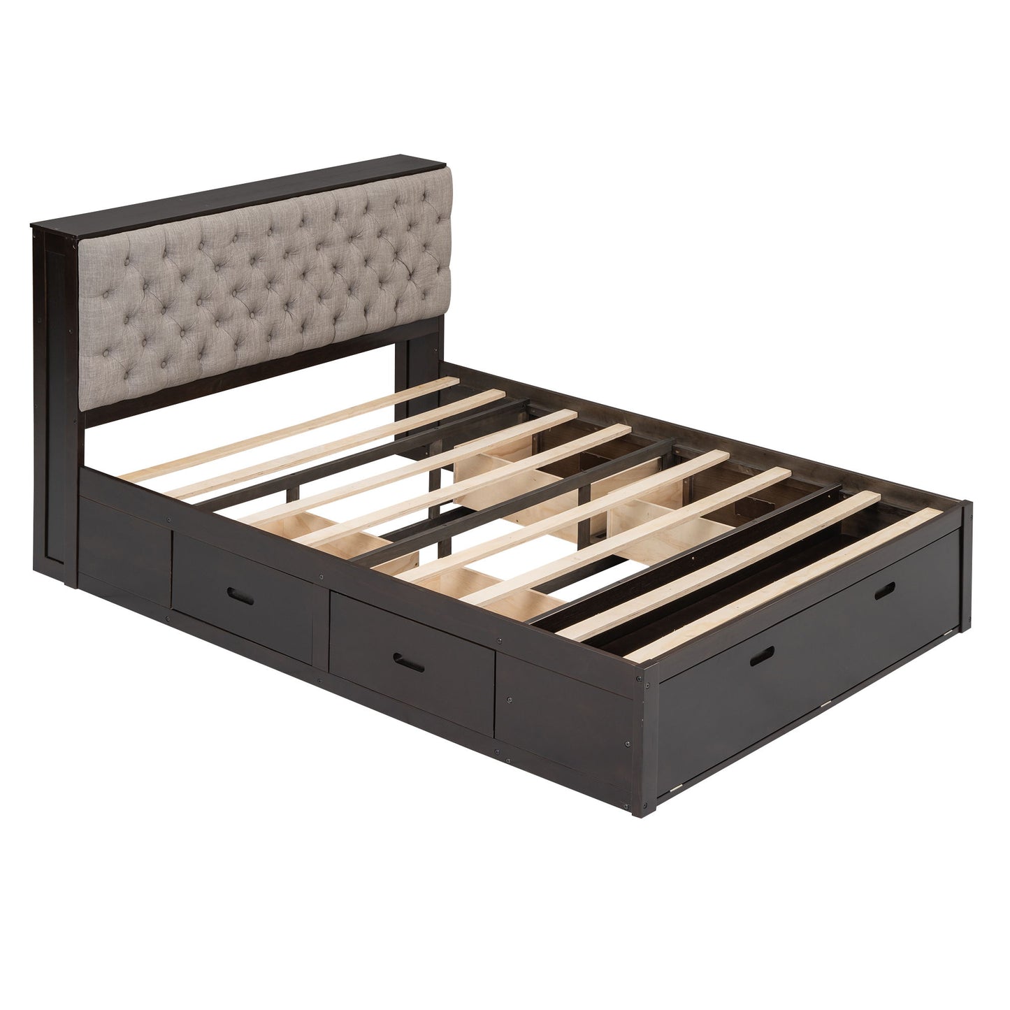 Platform Bed With Storage Headboard, Shoe Rack And 4 Drawers - The Sleep Loft - Online Mattress Showroom NYC