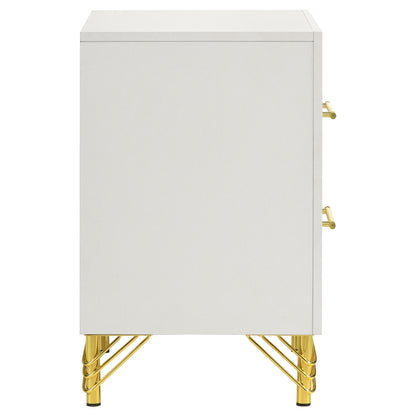 Chesney - 2 Drawer Nightstand With Trim, Bedroom Side Table - White - The Sleep Loft - Online Mattress Showroom NYC