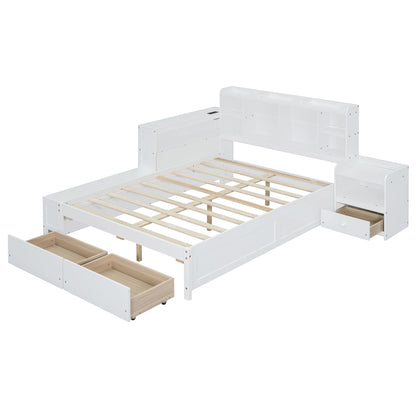 Platform Bed With Multi Functional Storage Space, Nightstand, 2 Drawers, USB Ports And Desk - The Sleep Loft - Online Mattress Showroom NYC