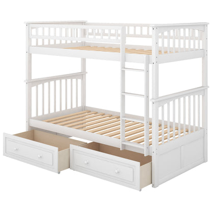 Twin Over Twin Bunk Bed With Drawers, Convertible Beds - The Sleep Loft - Online Mattress Showroom NYC