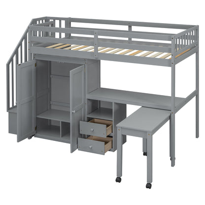 Loft Bed With Stairs, Bookshelf, Drawers, Desk & Wardrobe, Space Saving Multifunctional Furniture - The Sleep Loft - Online Mattress Showroom NYC