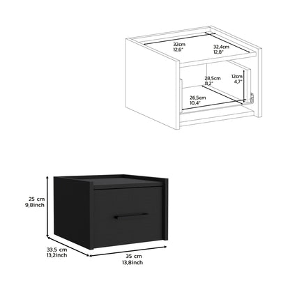 Floating Nightstand, Space Saving Design With Handy Drawer And Surface - Black - The Sleep Loft - Online Mattress Showroom NYC