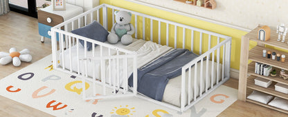 Metal Floor Bed Frame With Fence And Door - The Sleep Loft - Online Mattress Showroom NYC