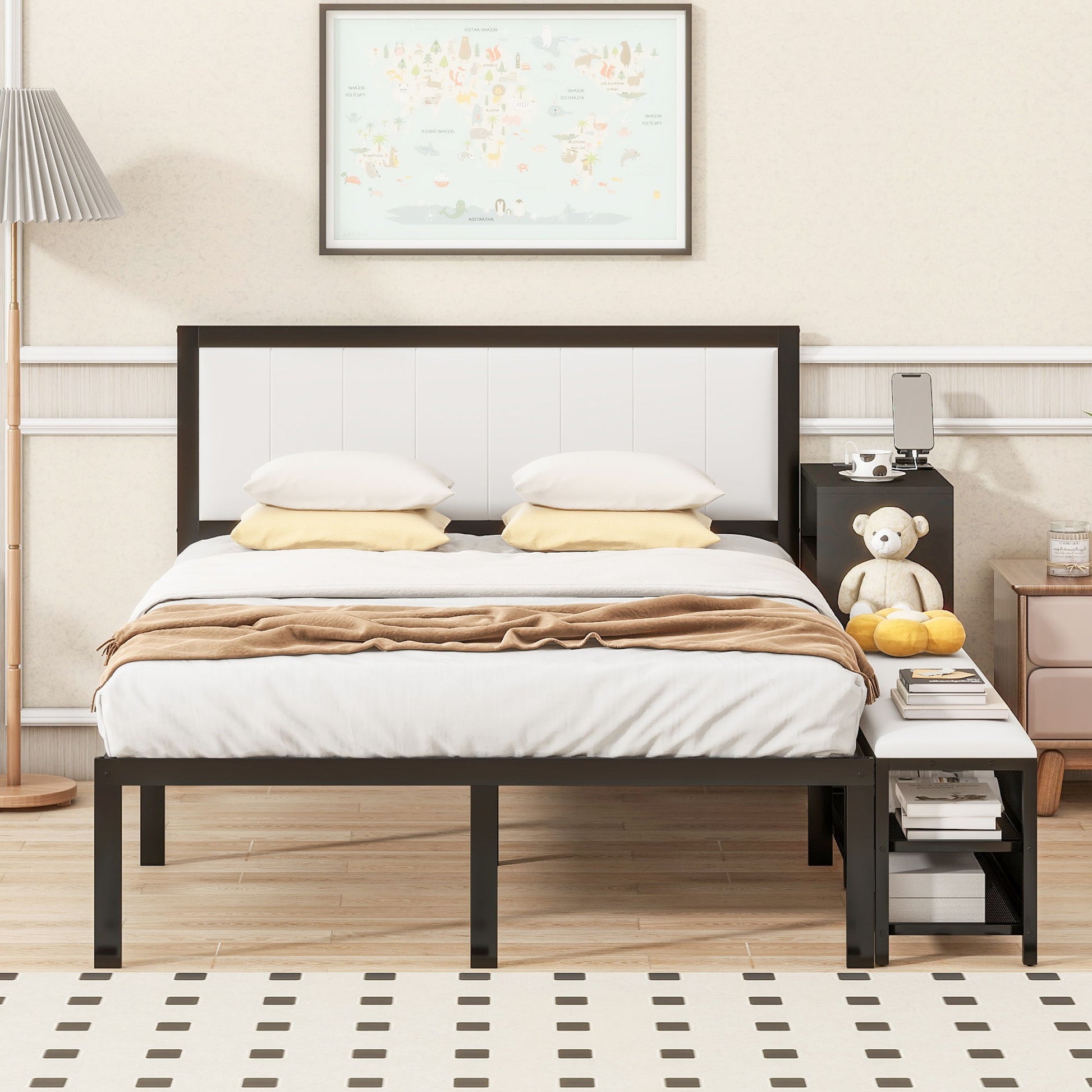 Platform Bed With 2 Tier Storage Shelves, Storage Cabinet - The Sleep Loft - Online Mattress Showroom NYC