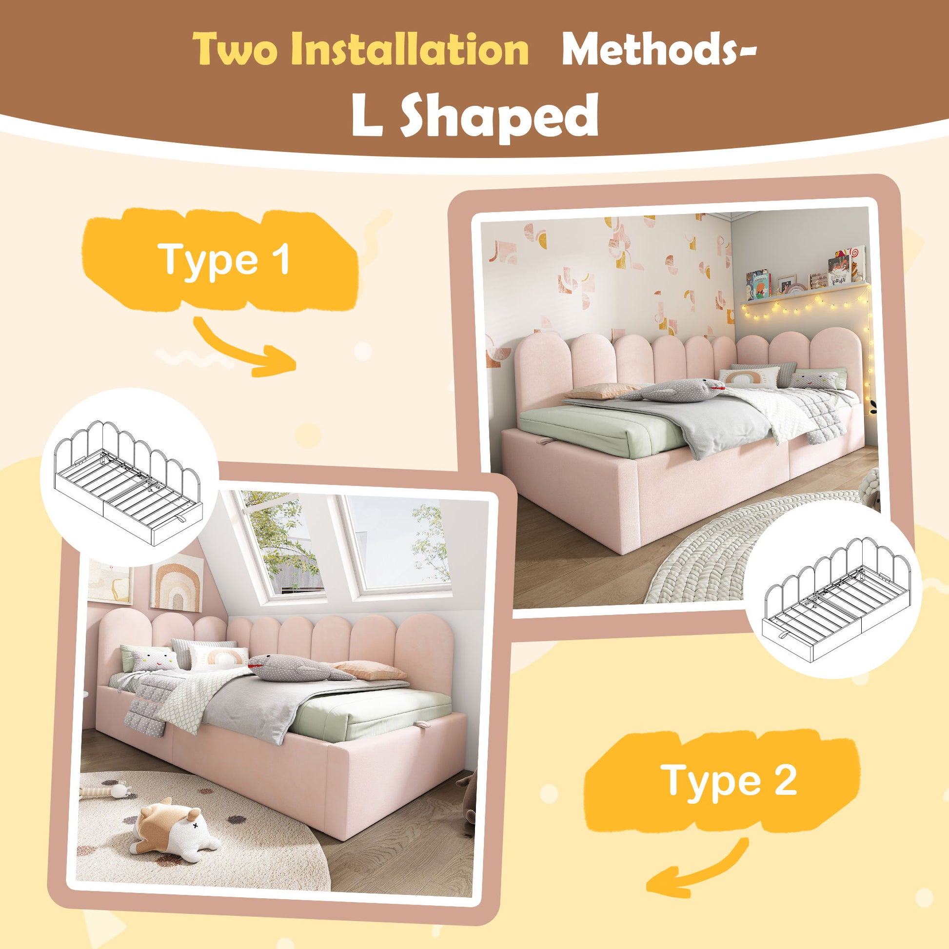 Upholstered Daybed With Metal Slatted Base - The Sleep Loft - Online Mattress Showroom NYC