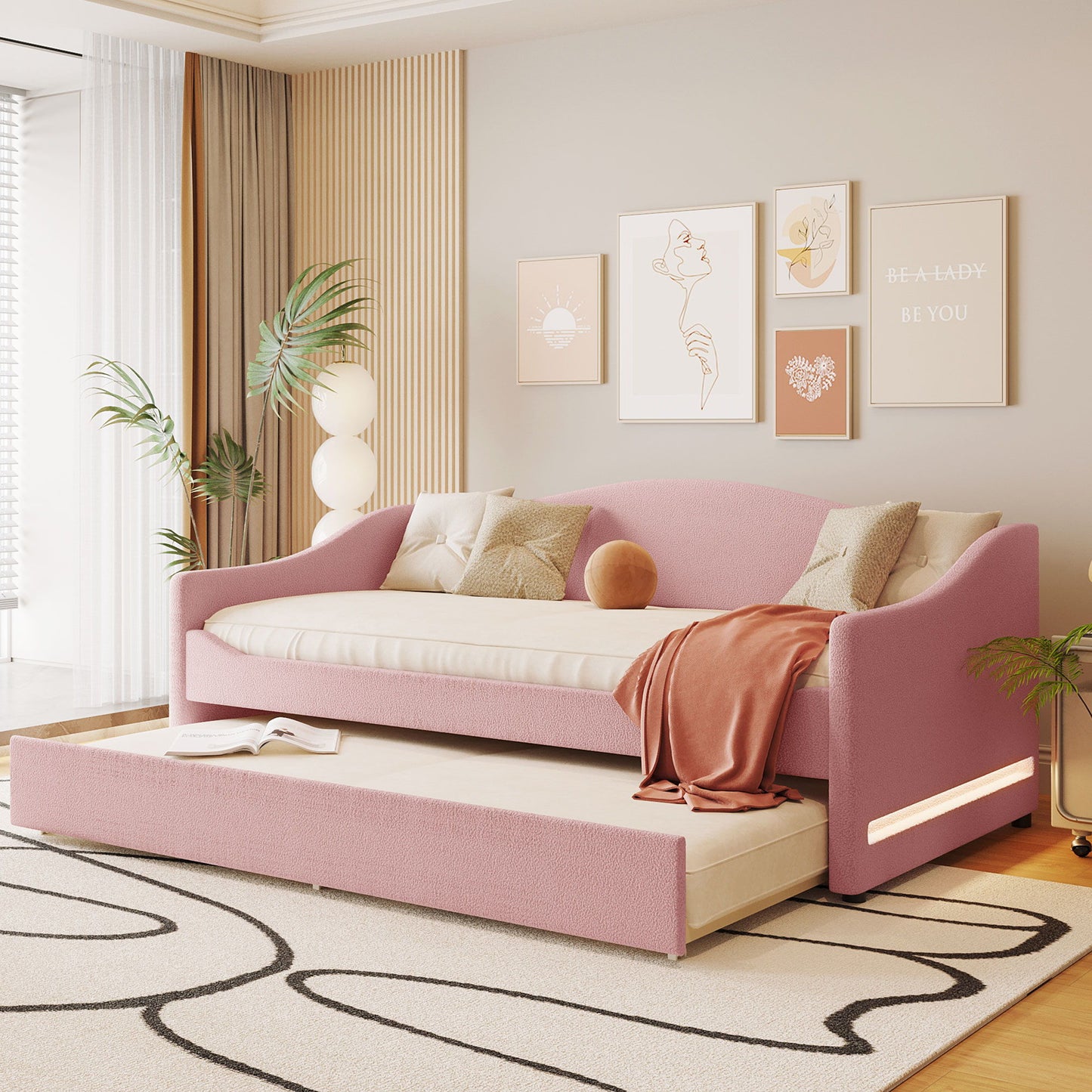 Design Upholstered Daybed With Light And Trundle - The Sleep Loft - Online Mattress Showroom NYC