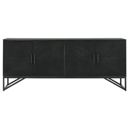 Riddell 4-door Wood Reeding Accent Cabinet Matte Black
