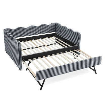 Gingham Daybed With USB Charging Port, Wave-Shaped Design - The Sleep Loft - Online Mattress Showroom NYC
