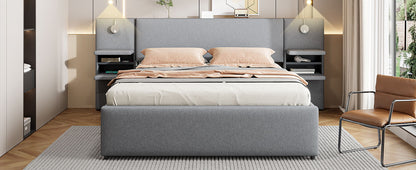 Upholstered Platform Bed With Reading Lights, Drawers, Trundle And Shelves - The Sleep Loft - Online Mattress Showroom NYC