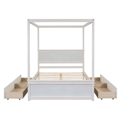 Canopy Platform Bed With Drawers, Support Slats, No Box Spring Needed - The Sleep Loft - Online Mattress Showroom NYC