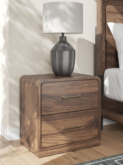 Fortlorn - Two Drawer Night Stand - Walnut Brown