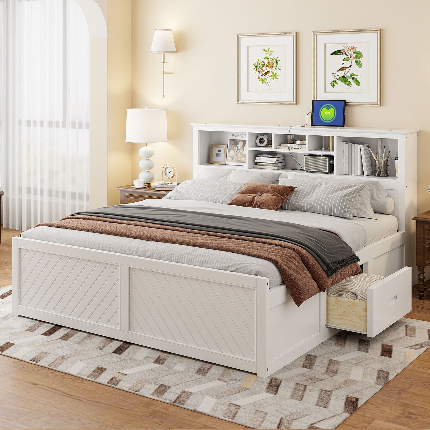 Platform Bed With Multi Storage Headboard, USB And Drawers - The Sleep Loft - Online Mattress Showroom NYC