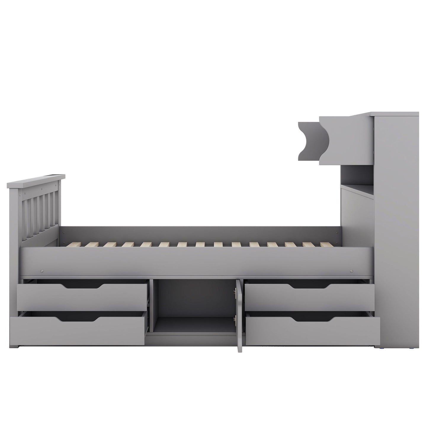 Captain Platform Bed Frame With Storage Bookcases, Shelves, And 4 Drawers - The Sleep Loft - Online Mattress Showroom NYC