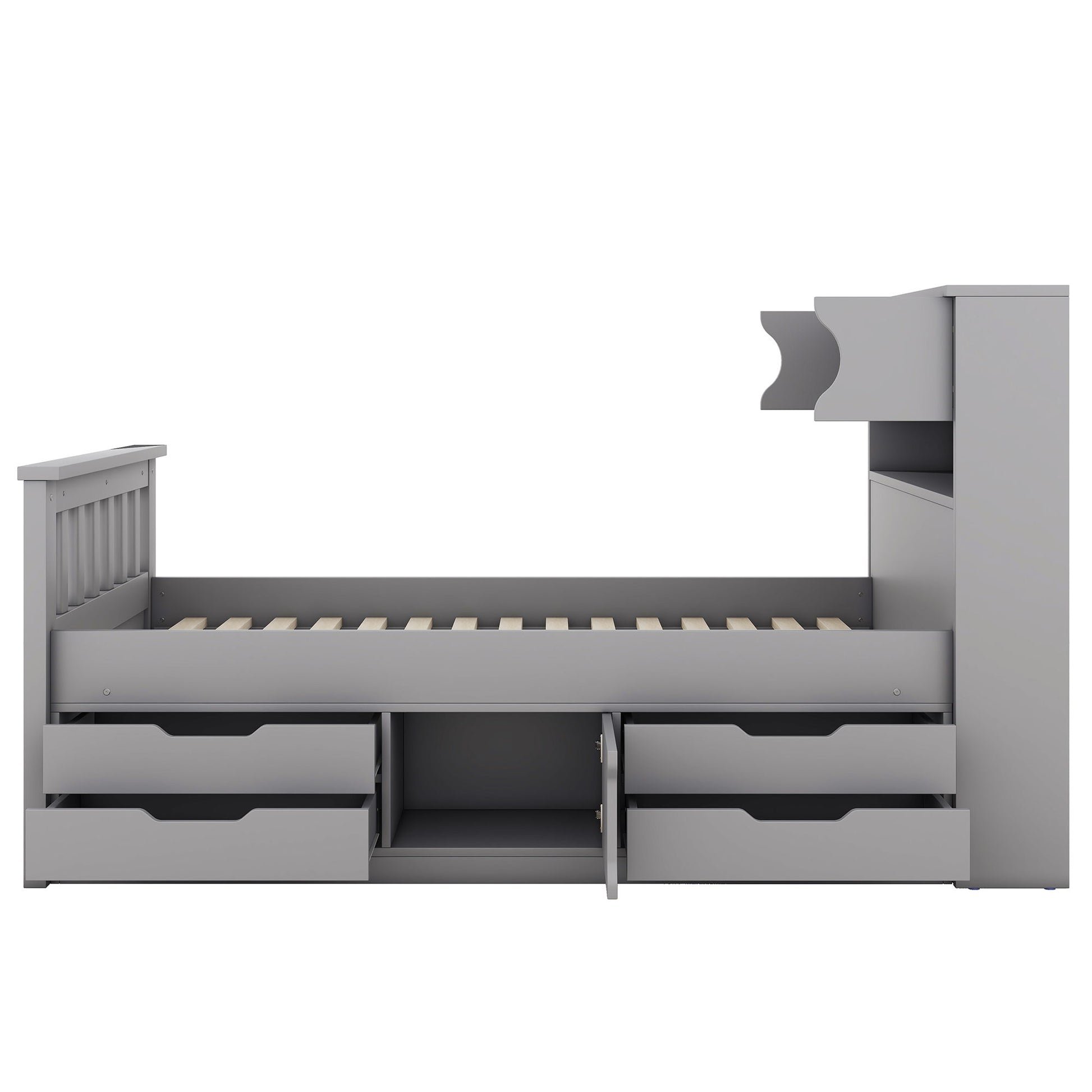 Captain Platform Bed Frame With Storage Bookcases, Shelves, And 4 Drawers - The Sleep Loft - Online Mattress Showroom NYC