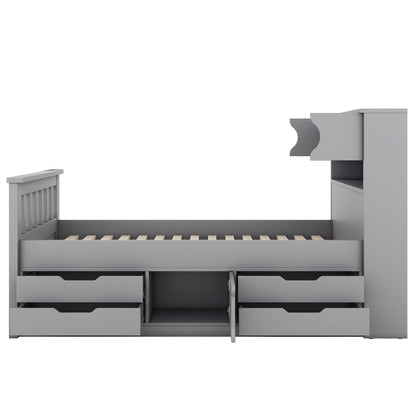 Captain Platform Bed Frame With Storage Bookcases, Shelves, And 4 Drawers - The Sleep Loft - Online Mattress Showroom NYC