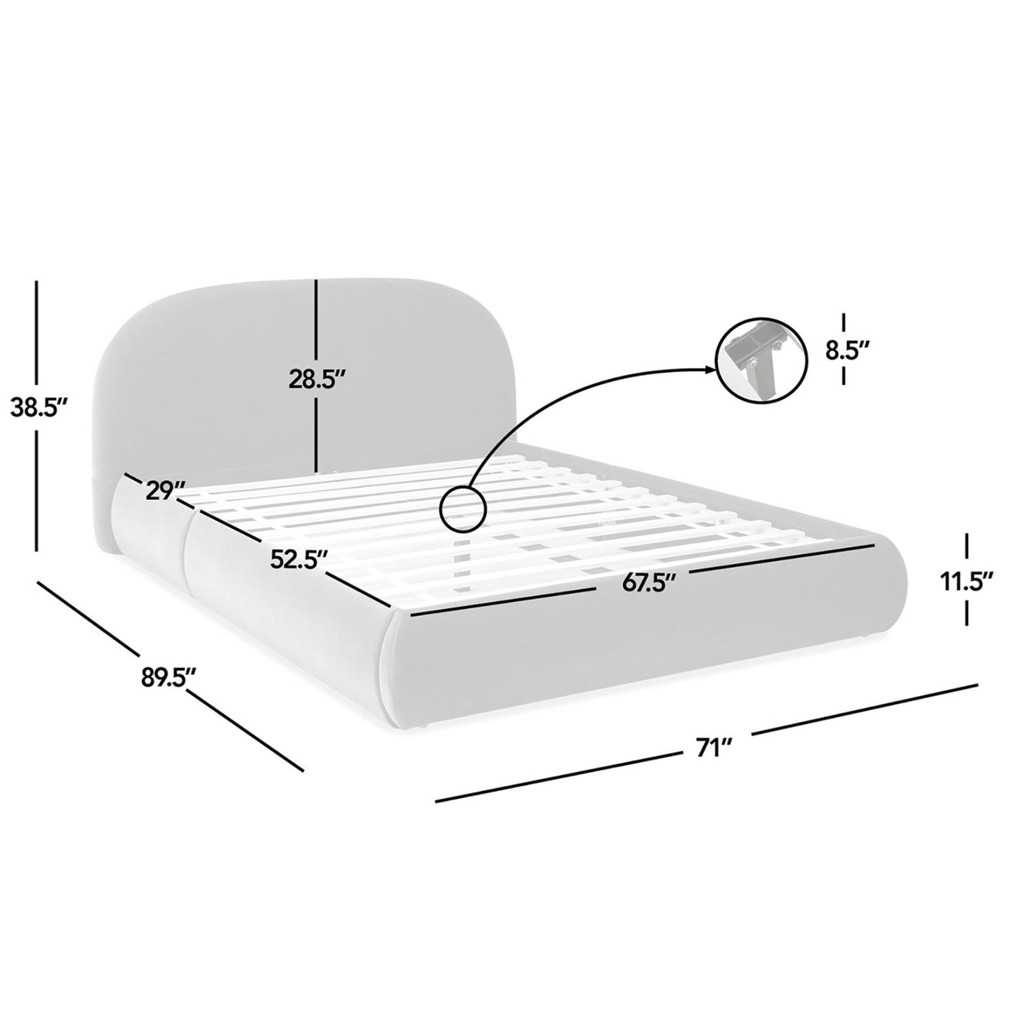Archie Puffy Grounded - Upholstered Platform Bed - The Sleep Loft - Online Mattress Showroom NYC