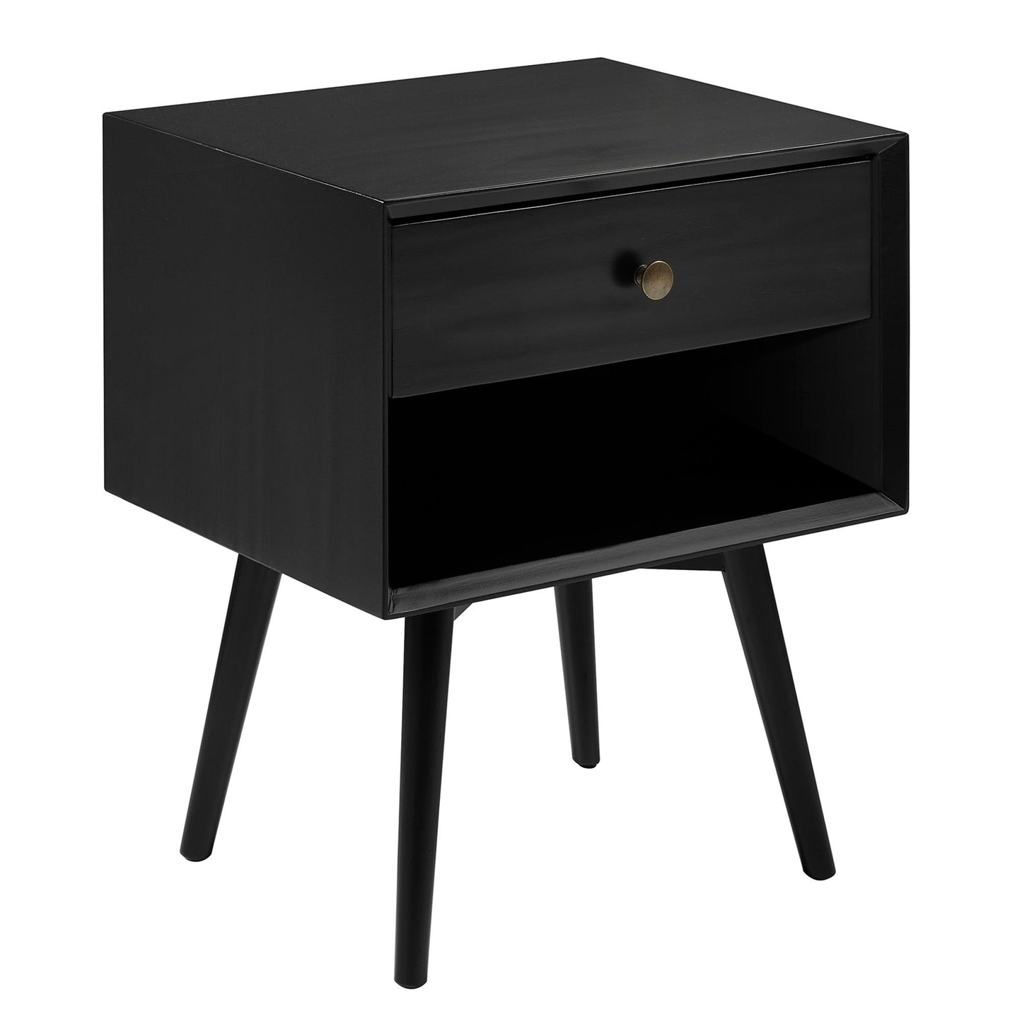Mid-Century Modern Single Drawer Solid Wood Nightstand - The Sleep Loft - Online Mattress Showroom NYC