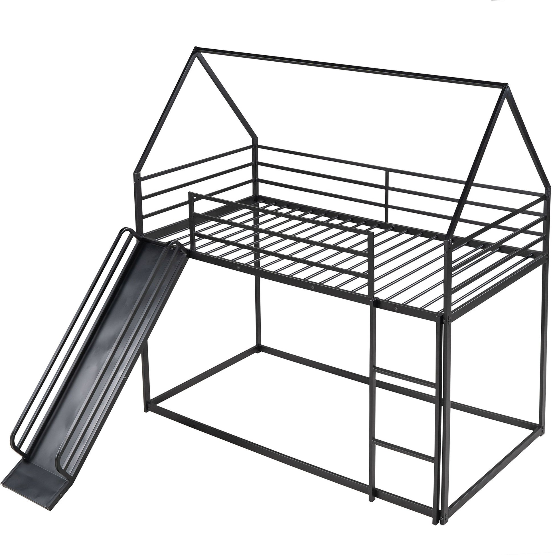 Twin Over Twin House Bunk Bed With Ladder And Slide - The Sleep Loft - Online Mattress Showroom NYC