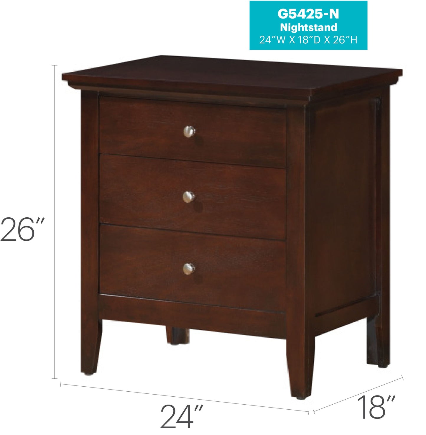 Hammond - 3 Drawer Nightstand - Cappuccino