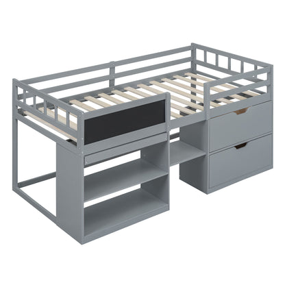 Low Loft Bed With Rolling Desk, Shelf And Drawers - The Sleep Loft - Online Mattress Showroom NYC