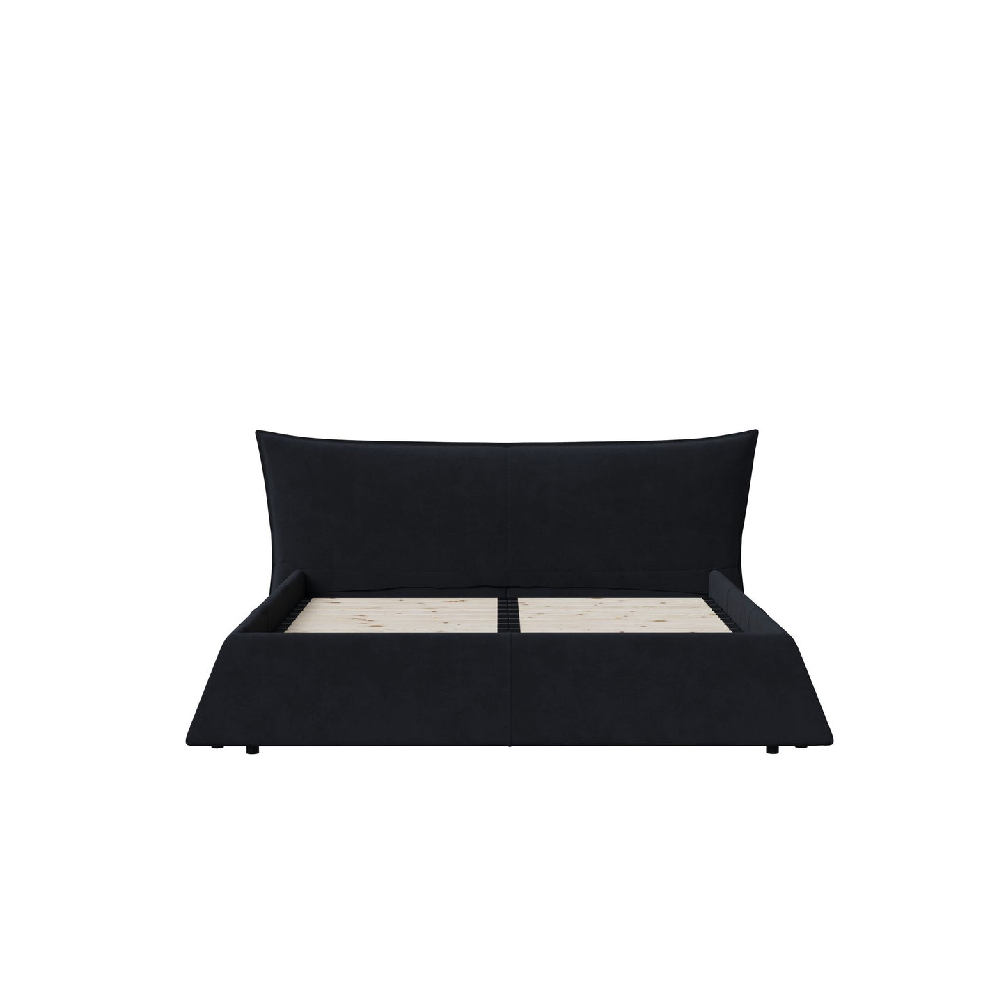 Upholstered Platform Bed With Special Shaped Headboard - The Sleep Loft - Online Mattress Showroom NYC