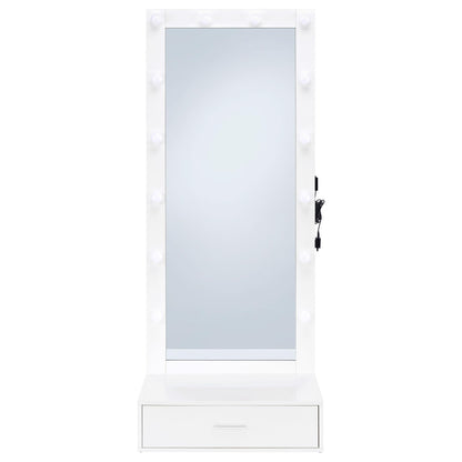 Spector 1-drawer Lighted Full-Length Floor Mirror White High Gloss