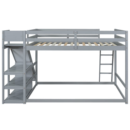 Bunk Bed With Ladder, Slide, And Shelves Pine Wood - The Sleep Loft - Online Mattress Showroom NYC