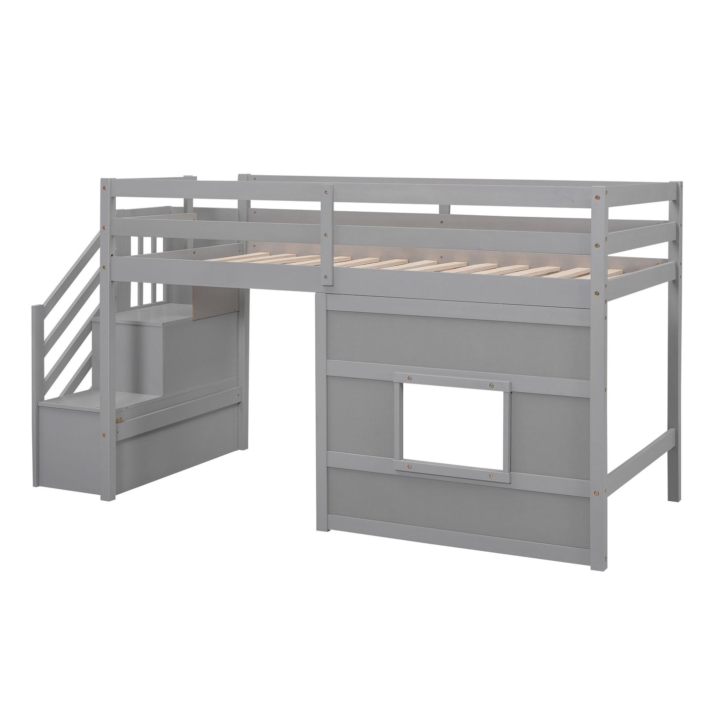 Loft Bed With Storage Staircase, Window & LED Light - The Sleep Loft - Online Mattress Showroom NYC
