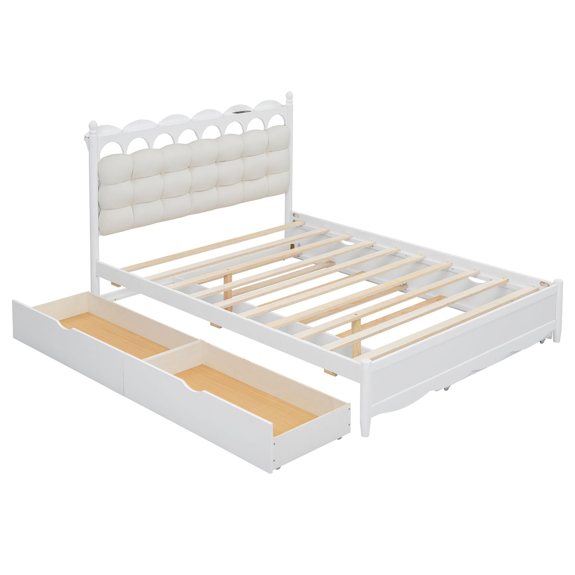 Storage Platform Bed, With 2 Big Drawers, Trundle, One Set Of Sockets & USB Ports - The Sleep Loft - Online Mattress Showroom NYC