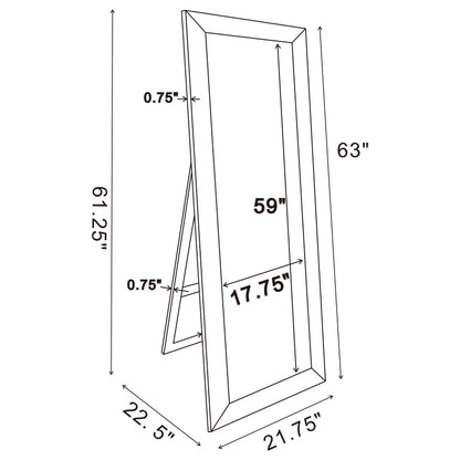 Soline 22 x 61 Inch Framed Standing Floor Mirror Silver