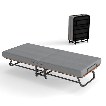 Portable Folding Bed With Memory Foam Mattress, Lockable - Gray - The Sleep Loft - Online Mattress Showroom NYC