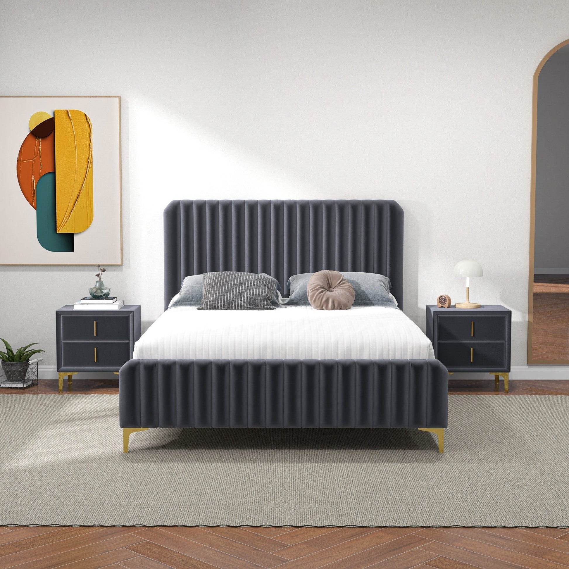 Bethany - Queen Upholstered Platform Bed - Gray - The Sleep Loft - Online Mattress Showroom NYC