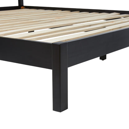 King Bed With Rattan Panel Headboard - Black - The Sleep Loft - Online Mattress Showroom NYC