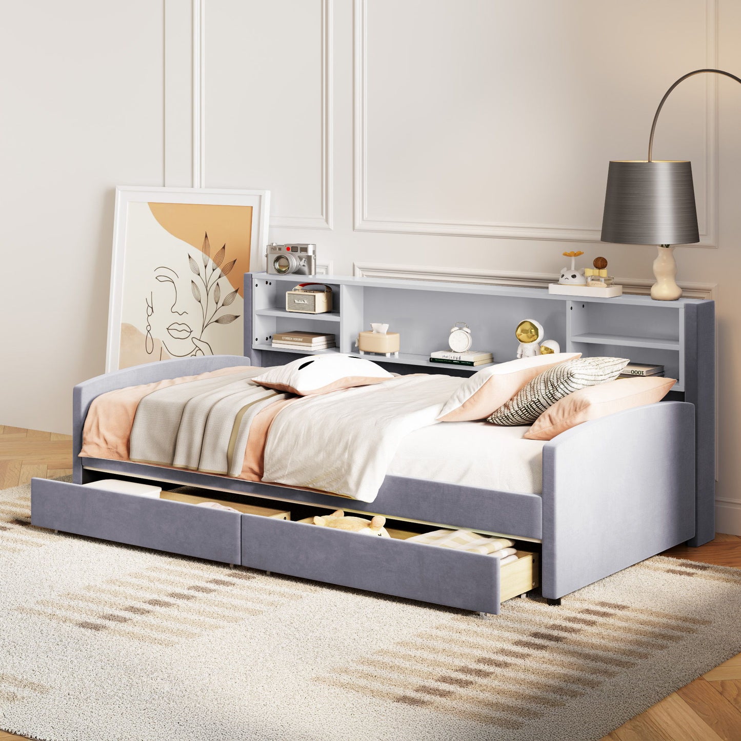 Luxurious Upholstered Platform Bed With Storage Drawers - The Sleep Loft - Online Mattress Showroom NYC