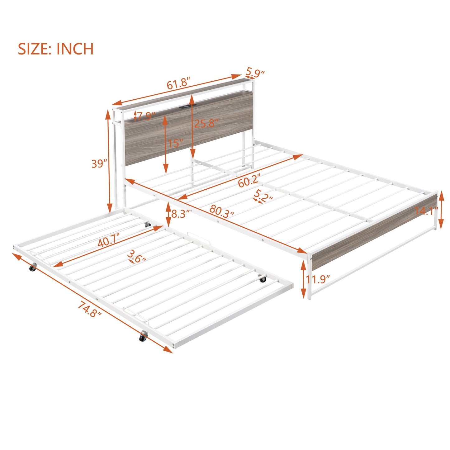 Platform Bed Frame With Trundle, USB Ports And Slat Support, No Box Spring Needed - The Sleep Loft - Online Mattress Showroom NYC