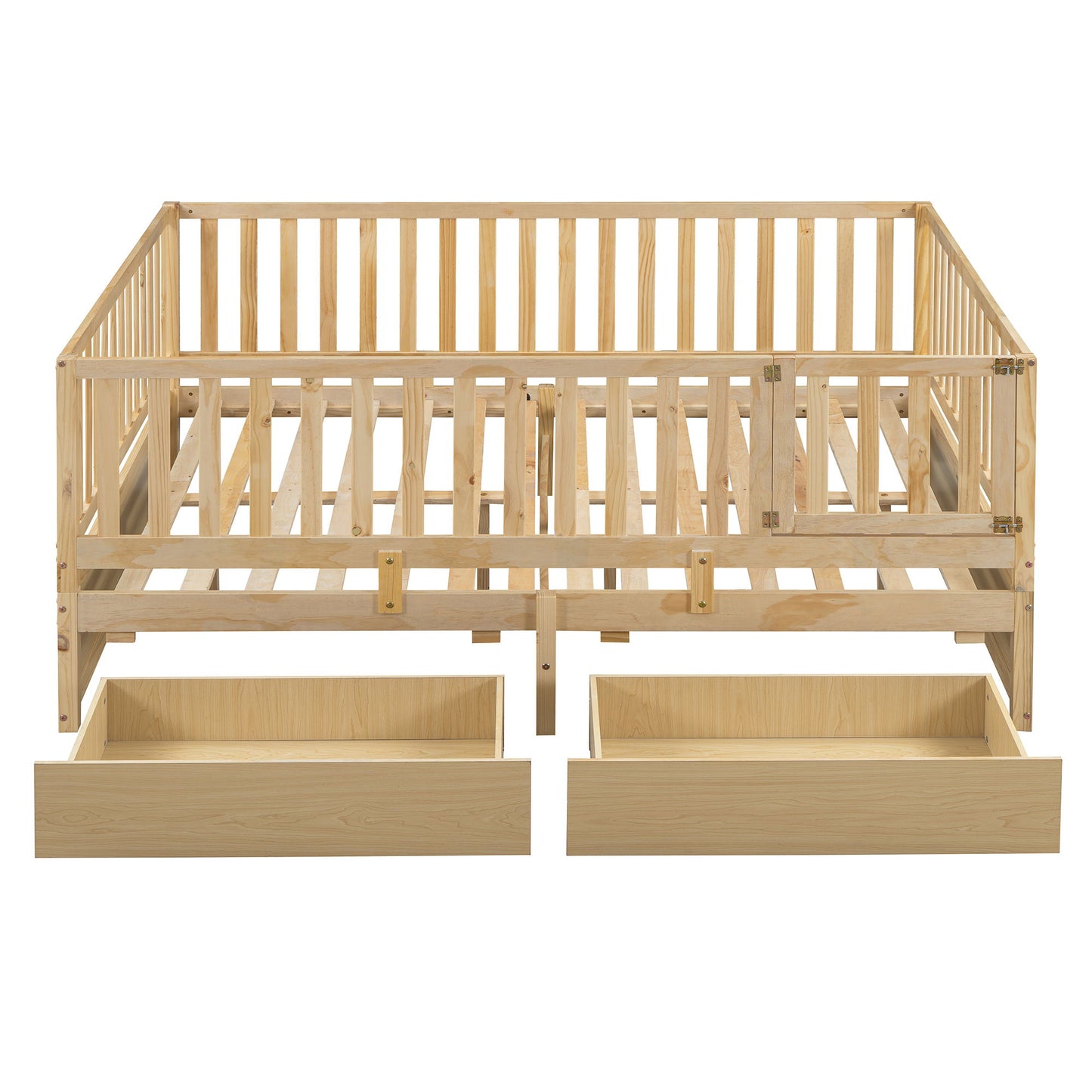 Daybed With Fence Guardrails And 2 Drawers, Split Into Independent Floor Bed & Daybed - The Sleep Loft - Online Mattress Showroom NYC