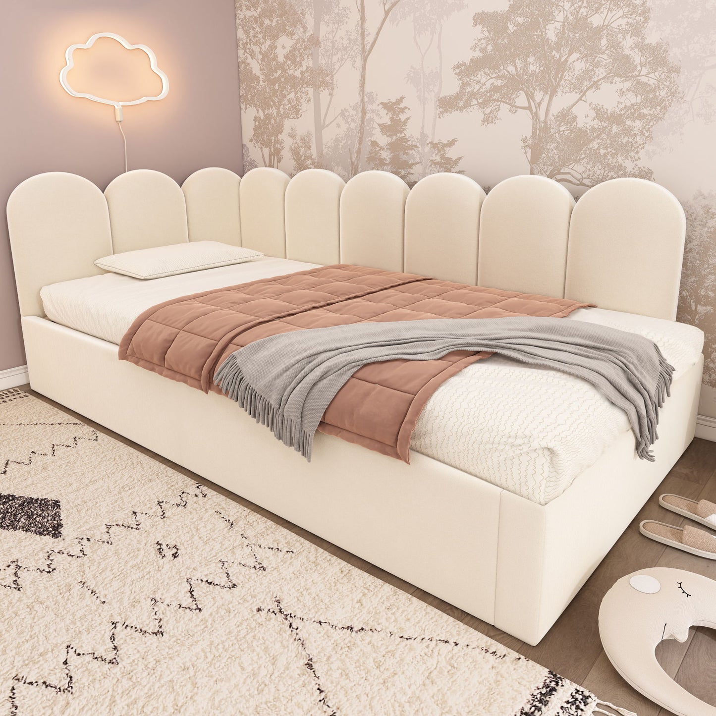 Upholstered Daybed With Metal Slatted Base - The Sleep Loft - Online Mattress Showroom NYC